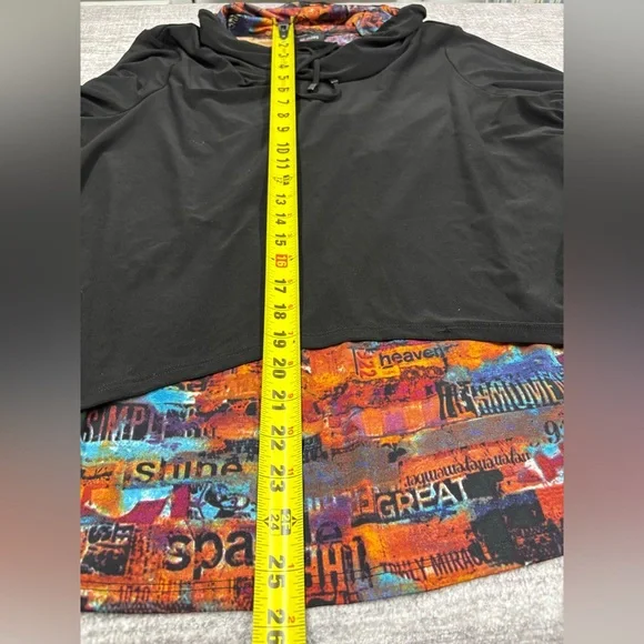 Ali Miles Womens Art To Wear Cowl Neck Top Size PXL Multicolor Long Sleeve Boho - Picture 5 of 11